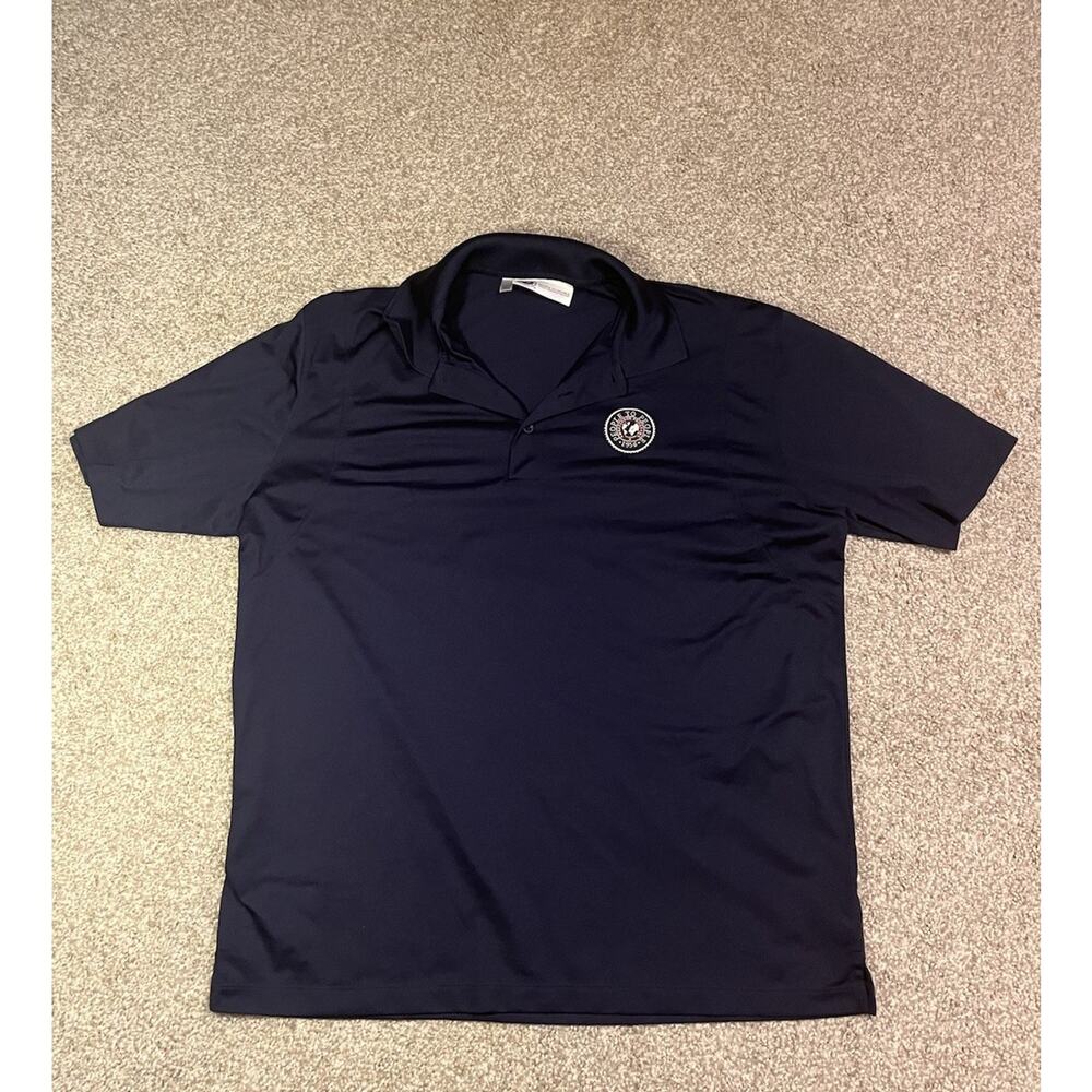People to People Navy Polo Shirt Mens XL Logo Short Sleeve Performance